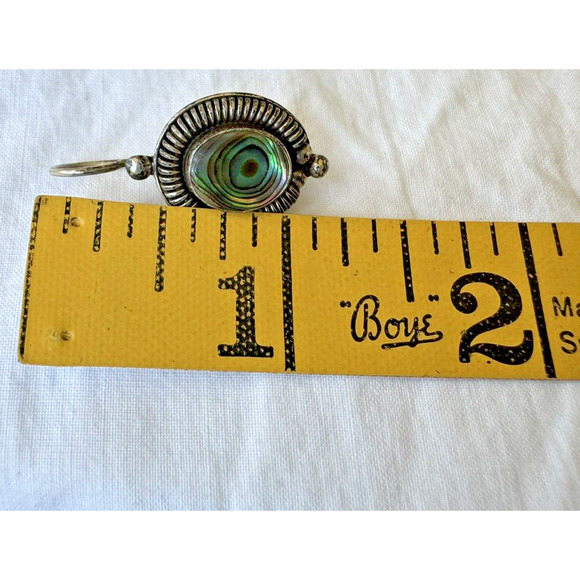 Abalone Inlays Sterling Silver Round French Wire Earrings Ocean Inspired - Picture 6 of 6